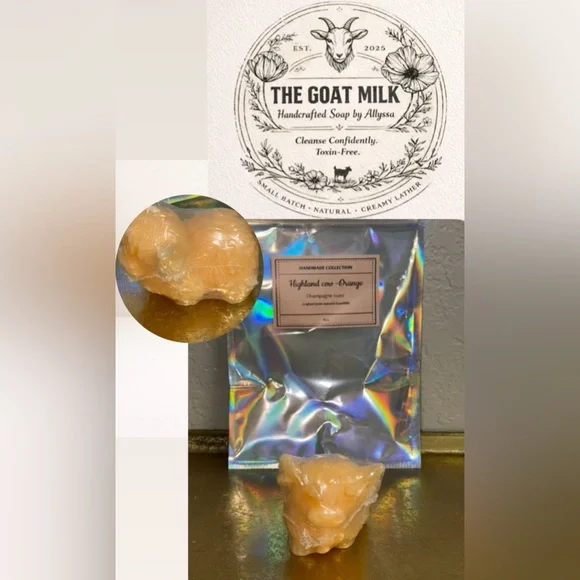 Handcrafted Champagne Toast Highland Cow Soap - Orange - Picture 1 of 4